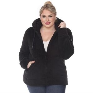 White Mark Plus Size Hooded Sherpa Jacket In Black - 1X